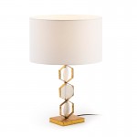 Table lamp Without Lampshade 16X12X36 Metal Golden Stone White