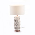 Lampe Auf Tisch Ohne Bildschirm 17X15X52 Keramik Weiß/Metall Kupferfarbe