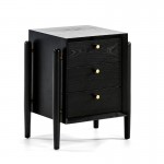 Bedside Table 3 Drawers 50X40X61 Wood Black