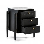 Bedside Table 3 Drawers 50X40X61 Wood Black