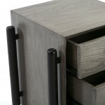 Bedside Table 3 Drawers 50X40X61 Wood Grey Black