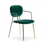 Chair Armrests 55X55X82 Metal Golden Fabric Green