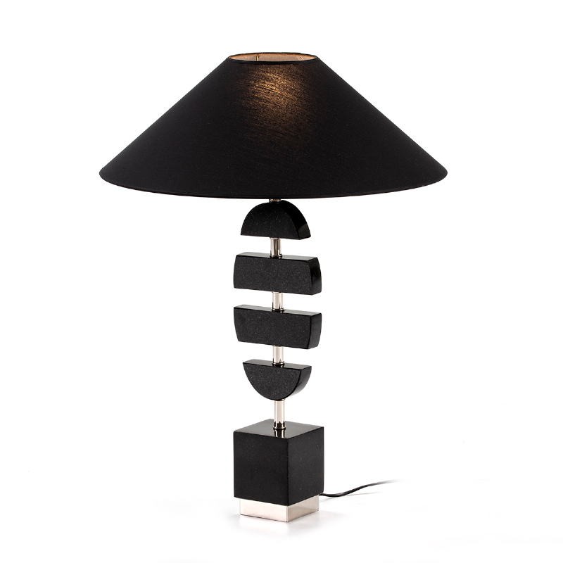 Table Lamp Without Lampshade 14X10X55 Granite Black Metal Silver - image 51869