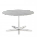 Dining Room Table 125X125X75 Marble White Metal White