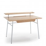 Schreibtisch 120X70X91 Holz Natürlich/Metall Weiß