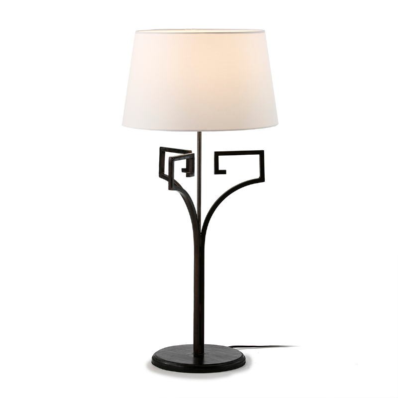 Lampe de Table 22x22x58 Métal Noir avec abat-jour Blanc - image 52099