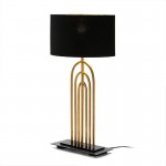 Table Lamp 30X15X53 Metal Golden Black With Lampshade Black