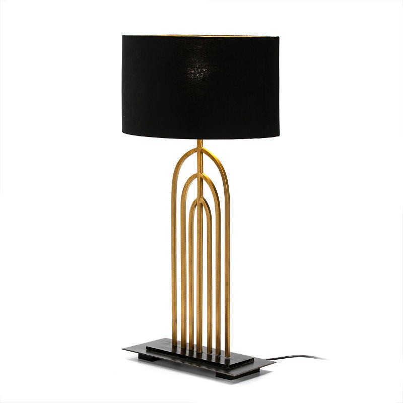 Lampe de Table 30x15x53 Métal Doré Noir avec abat-jour Noir - image 52106