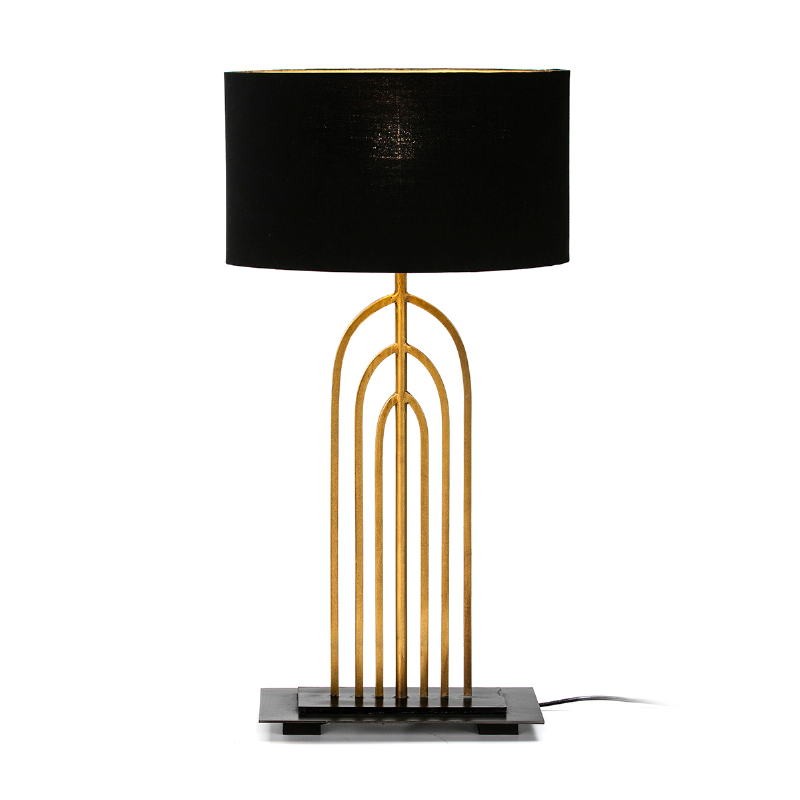 Lampe de Table 30x15x53 Métal Doré Noir avec abat-jour Noir - image 52107