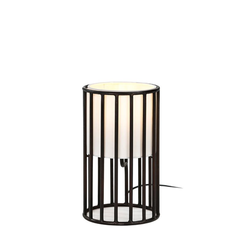 Lampe de Table 20x20x35 Métal Noir avec abat-jour Blanc - image 52108