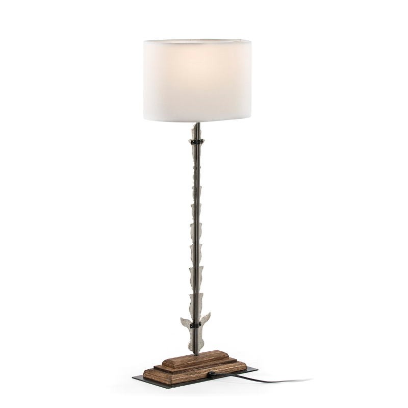 Table Lamp 30X15X76 Metal Wood White With Lampshade White - image 52117