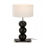 Lampe de Table 30x14x45 Métal Coco Noir avec abat-jour Blanc