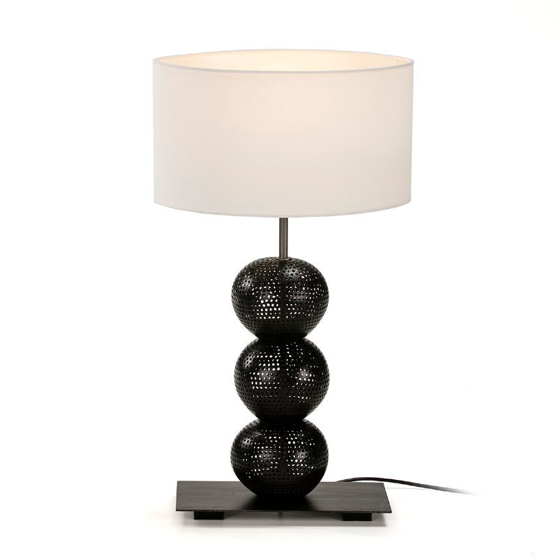 Lampe de Table 30x14x45 Métal Coco Noir avec abat-jour Blanc - image 52125