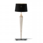 Table Lamp 30X13X70 Metal Wood White With Lampshade Black