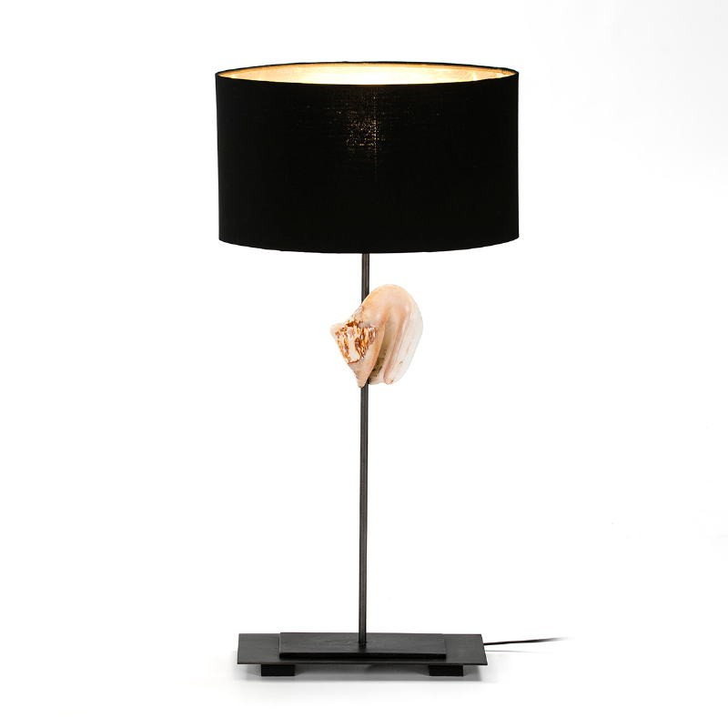 Lampe de Table 30x13x53 Nacre Métal avec abat-jour Noir Modèle 3 - image 52132