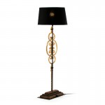 Table Lamp 30X15X76 Metal Wood Golden With Lampshade Black
