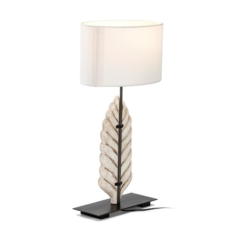 Table Lamp 30X13X46 Metal Wood White With Lampshade White - image 52137