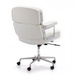 Chaise de Bureau réglable en hauteur 64x60x93 99 cm Métal Cuir Blanc