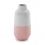 Urn 15X15X30 Ceramic White Pink
