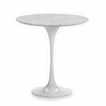 Table d'appoint, bout de canapé, bout de canapé 50x50x50 cm Marbre Blanc Fibre de verre Blanc