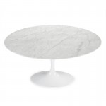 Table à Manger 150x120x73 cm Marbre Blanc Aluminium Blanc