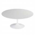 Table à Manger 150x120x75cm MDF Blanc Aluminium Blanc