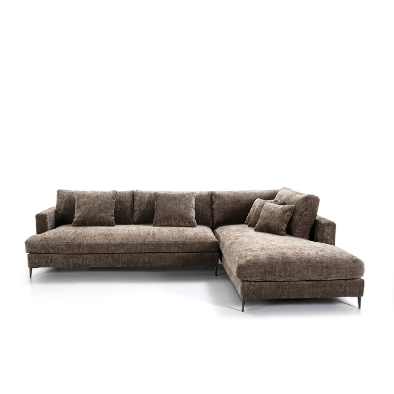 Sofa Corner 4 Seater 326X215X87 Cm Fabric Dark Brown - image 52253
