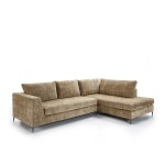 Sofa Corner 3 Seater 300X210X90 Cm Fabric Clear Brown