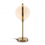 Table Lamp 25X25X52 Glass White Metal Golden