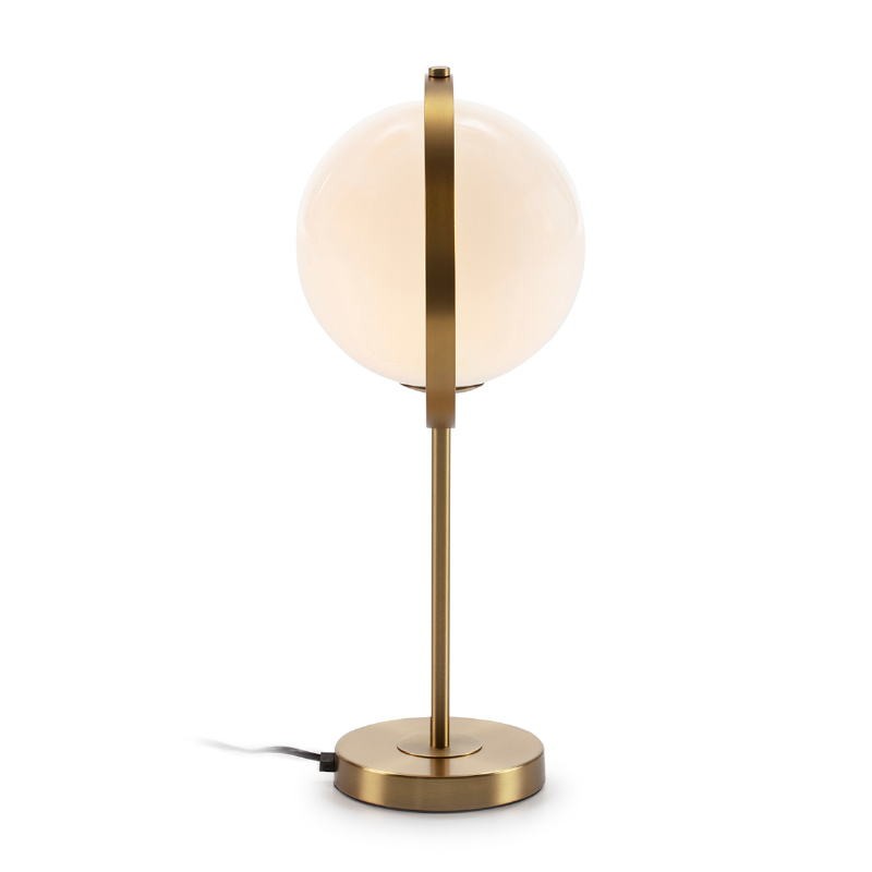 Table Lamp 25X25X52 Glass White Metal Golden - image 52358