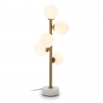 Table Lamp 22X22X61 Glass White Marble White Metal Golden