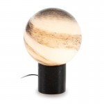 Table Lamp 25X25X37 Glass White Brown Marble Black