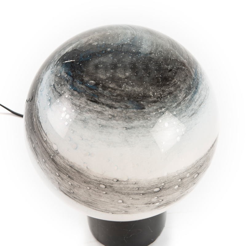 Table Lamp 25X25X37 Glass White Brown Marble Black - image 52373