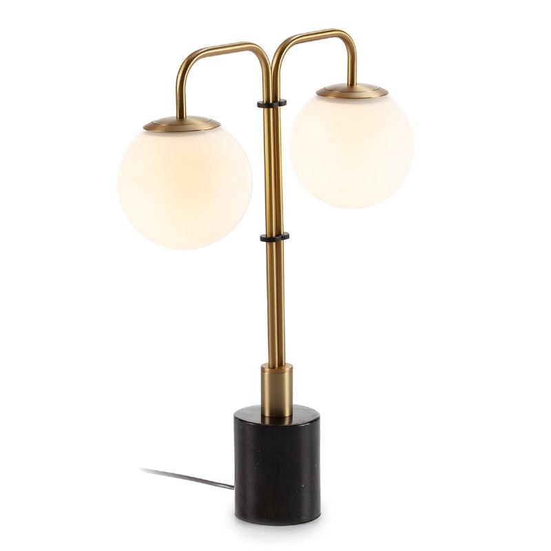 Table Lamp 45X15X55 Glass White Marble Black Metal Golden - image 52392