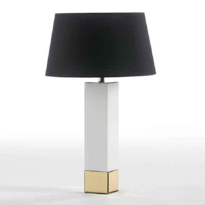 Lampe de Table sans abat-jour 12x12x57 Verre Blanc Or - image 52445