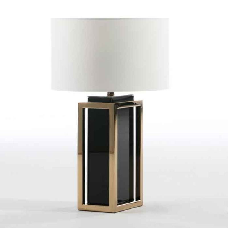 Lampe de Table sans abat-jour 20x14x45 Acier Doré Verre Noir - image 52449