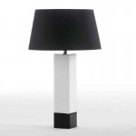 Lampe de Table sans abat-jour 12x12x57 Verre Blanc Noir