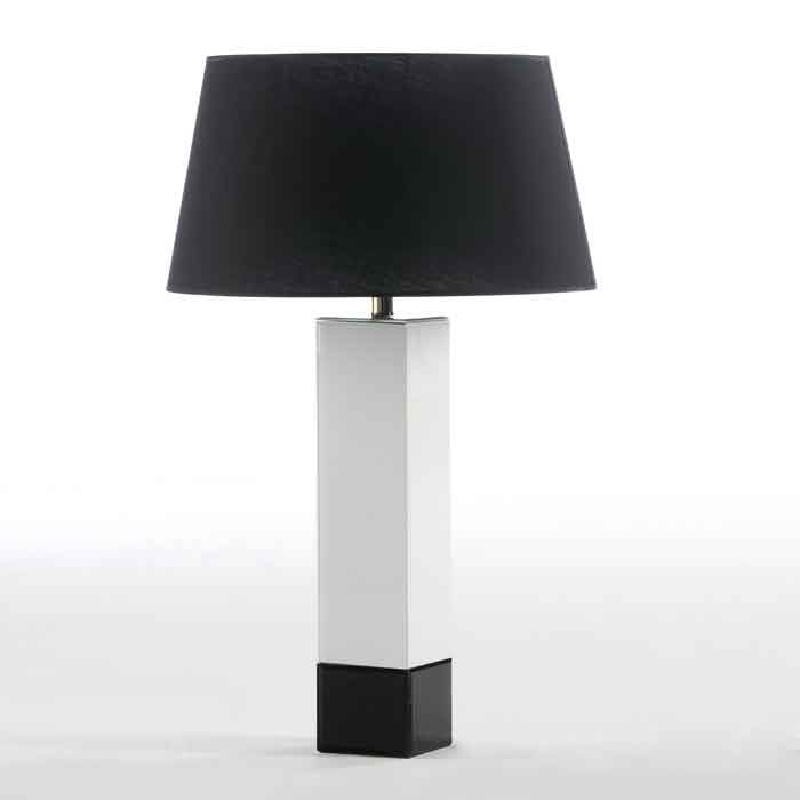 Lampe de Table sans abat-jour 12x12x57 Verre Blanc Noir - image 52451
