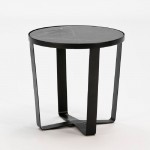 Auxiliary Table 55X55 Metal Marble Black