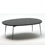 Table basse 100x70x35 Métal Marbre Noir