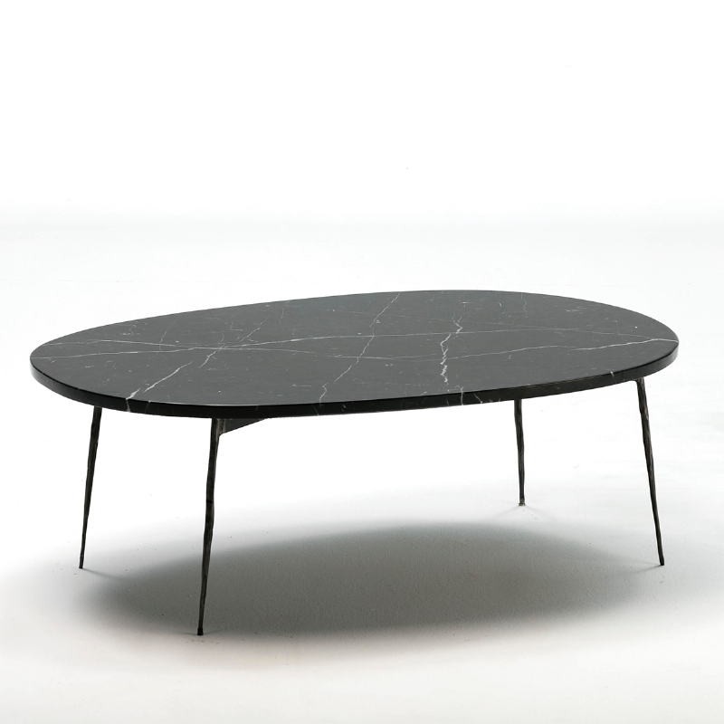 Coffee Table 100X70X35 Metal Marble Black