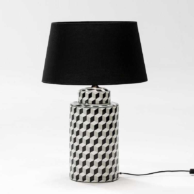Lampe de Table sans abat-jour 23x51 Céramique Noir Blanc Gris