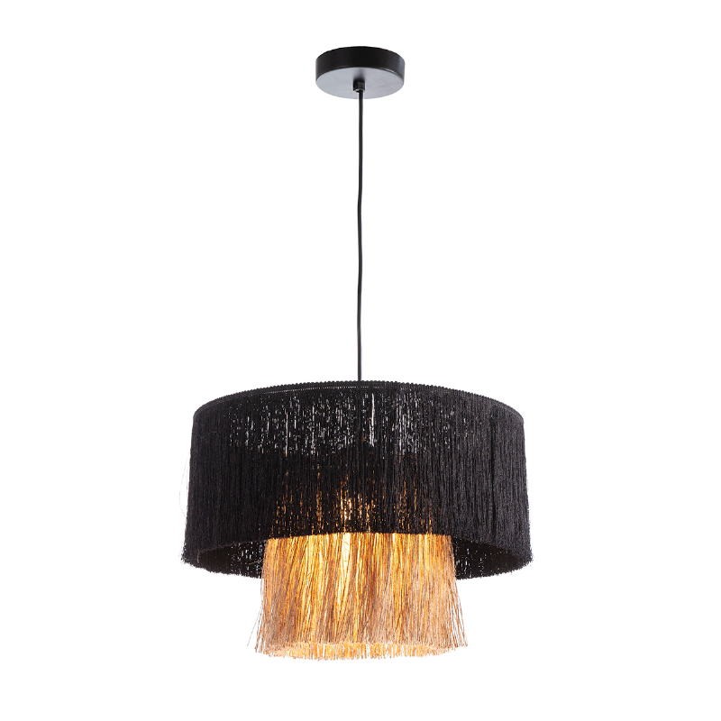 Hanging Lamp With Lampshade 40X40X28 Jute Natural Fabric Black - image 52569