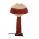 Table Lamp With Lampshade 30X30X62 Metal Black Linen Natural Fabric Ocre