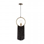 Hanging Lamp 27X4X30 Metal Golden Fabric Black