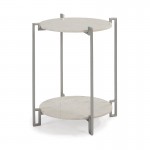 Side Table 50X50X60 Marble White Metal Silver