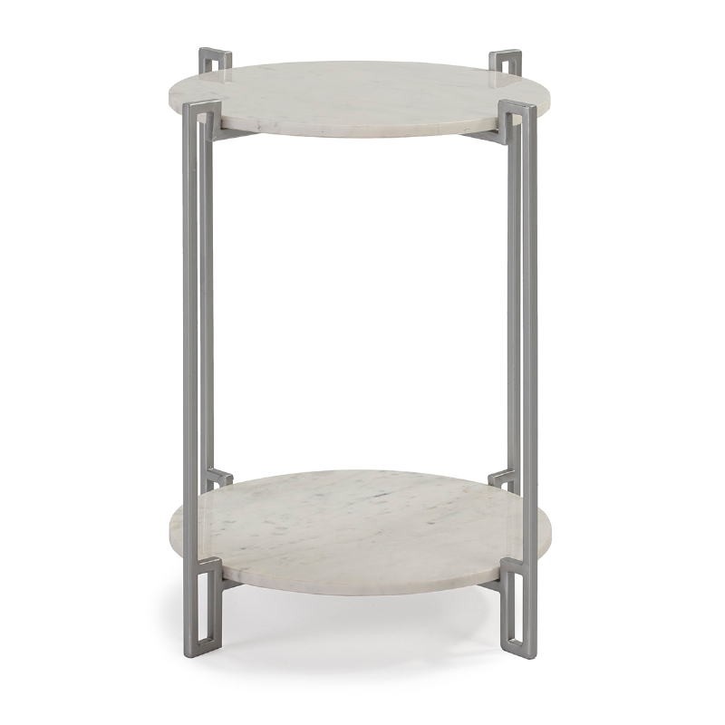 Side Table 50X50X60 Marble White Metal Silver - image 52699