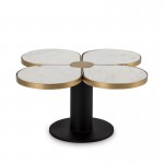 Coffee Table 62X75X37 Marble White Metal Golden Black