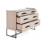 Chest Of Drawers 120X45X93 Wood Natural Metal Black