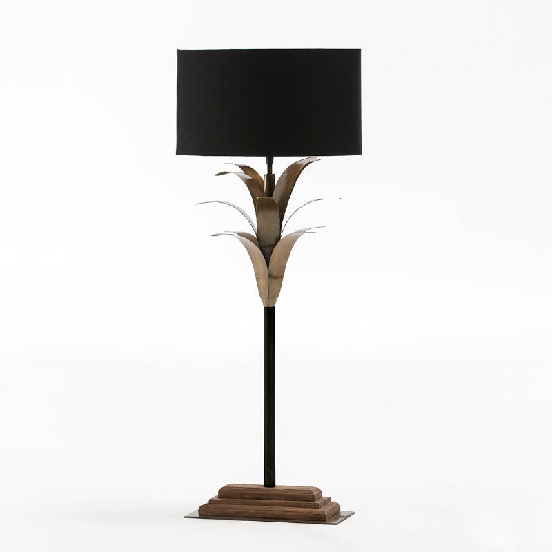Lampe de Table avec abat-jour 30x28x74 Métal Bois Noir - image 52934